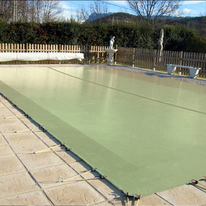 Bâche D’hivernage Pour Piscine 6,6x3,6 M – 550 G/m² – Fabriqué En France – Avec Sandows Et Pitons