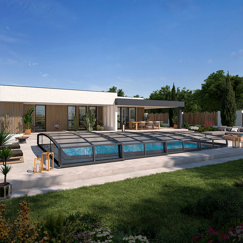 Abri piscine télescopique Bas - Fabriqué en France | Sheltom