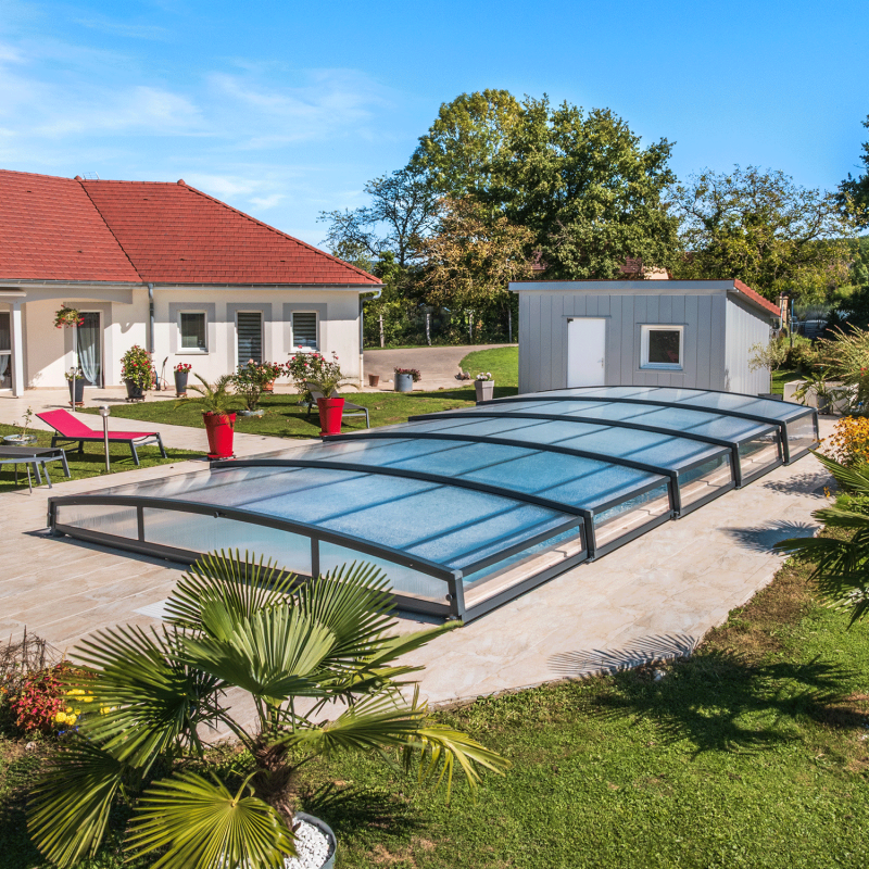 Abri piscine télescopique Bas - Fabriqué en France | Sheltom