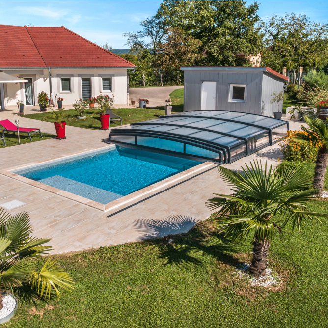 Abri piscine télescopique Bas - Fabriqué en France | Sheltom