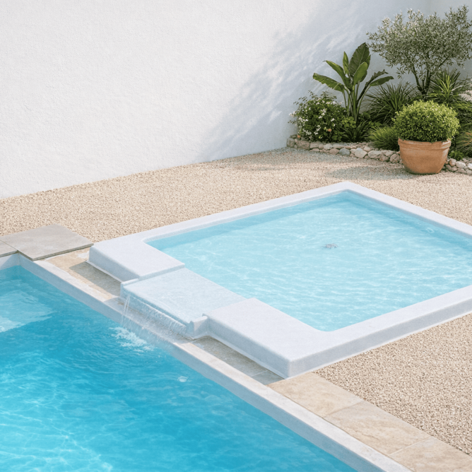 Plage immergée piscine coque | Détente & confort intégrés