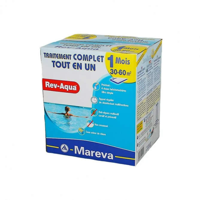 KIT DE TRAITEMENT 1 MOIS REV-AQUA – Piscines de 18 à 60 m³