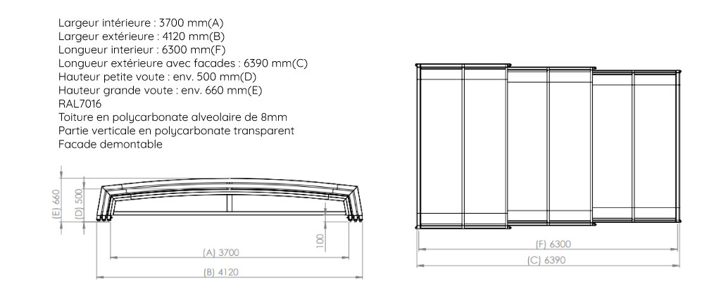 Kit abri piscine 6x3