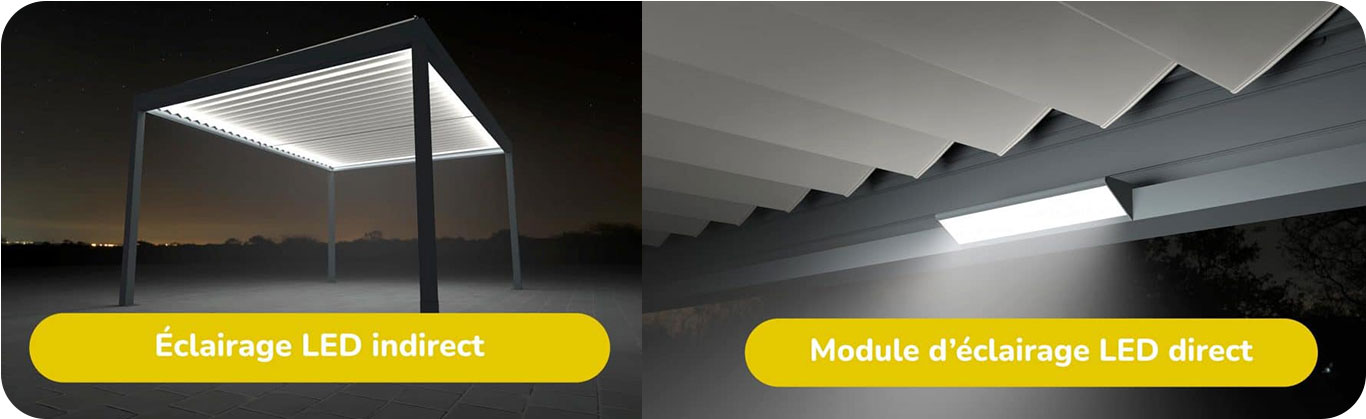 Options led pour pergola en kit